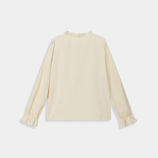 IEF/Aiyifu 2025 new autumn Korean style commuting temperament fungus edge lace-up design versatile shirt top Apricot M