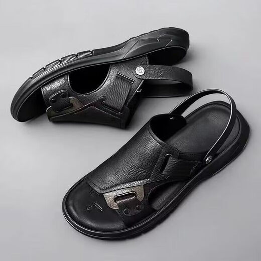 Sandalias de Spider King Sandalias de cuero genuinas para hombres para el verano Nuevo suela suave de cuero suave Capeta casual de la cabeza de la playa Spider 9922 Caki 38