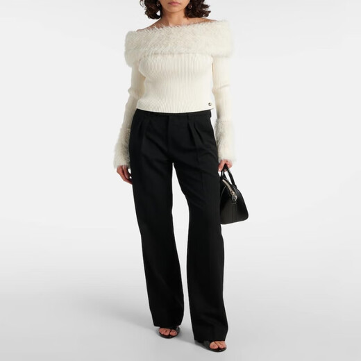 Jean Paul Gaultier Rib Treed Faux Fur Top Top P01072608 White XXS CN 155/80