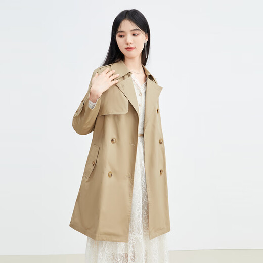 Qiushui Yiren Design Wind Clothing Spring New Middle Long Senior Small Smooth Small Trench Covels Women's Brown M