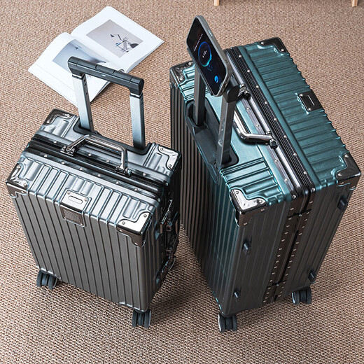 Trolley -Koffer Aluminium Rahmen 20 Boarding 22 große Kapazität 24 Starke dauerhafte 26 eingedickte 28 Schüler 30 Reisebereich Klassische Black 22 Zoll