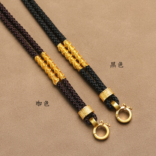 Chuji Lao Phoenix 999 Buddha amulet pendant lanyard high-end thangka pendant rope buckle beeswax gold jade pendant necklace rope braid black 3mm thick Yunluo pendant buckle