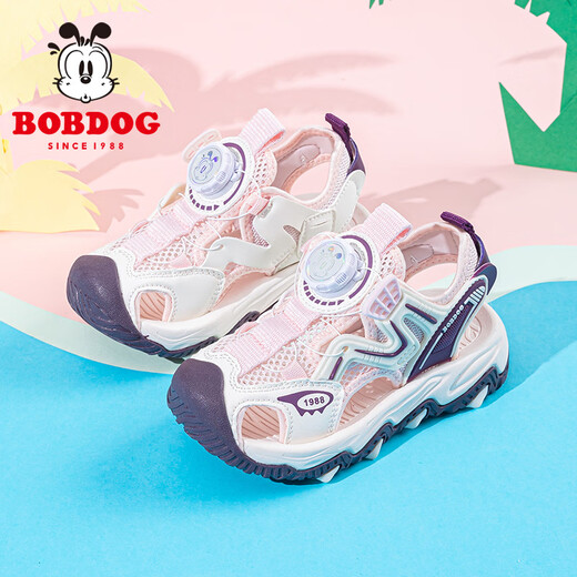 Babudou Children's Shoes Boys Summer Breathable Toe-cap Beach Shoes 2025 New Girls Fashion Children's Sandals Soft Sole Shoes Cherry Blossom Pink/Rich Purple (52045) 33 Suitable for feet length 20.8cm