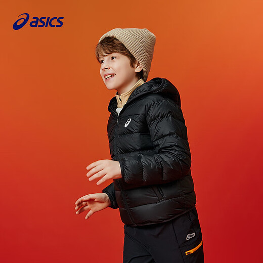 ASICS Kinderkleidung 25 Jahre Winter Kinderweiche und komfortable dreidsichere, leichte Warm-Down-Jacke [hohe Ladung] Schwarze Sauberkeit 1000 Meter down 170 Füllung 109,2g