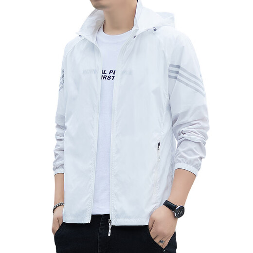 2025 summer men's fishing sun protection clothing UPF50+ ice silk quick-drying sun protection clothing breathable skin clothing white M