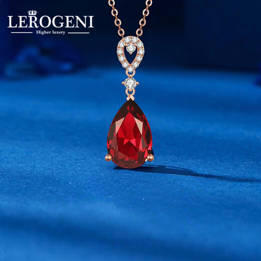 Lirokini necklace for women, 18K gold ruby drop pendant, high-end jewelry, Chinese Valentine's Day gift for girlfriend, wife, 18K gold diamond drop necklace, brand gift box