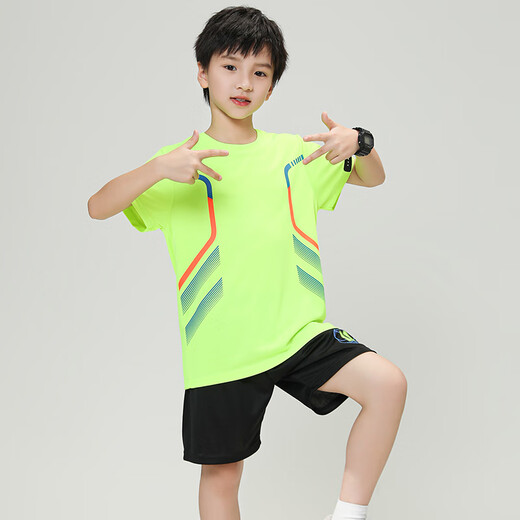 Traje de secado rápido para niños de verano para niños que absorben sudor de niños y grandes ropa deportiva de uniforme de fútbol de carrera para niños es de media talla 120