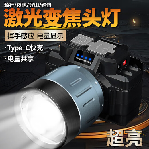 Faros más termográficos, carga de luz fuerte, montañismo al aire libre súper brillante y duración de la batería de campo, batería de litio ultra larga 2024 nueva iluminación montada en la cabeza, zoom king 9214 duración de la batería, 8-24h save sensing_us