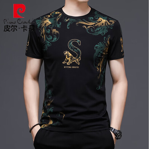 皮尔卡丹（pierre cardin）夏季短袖t恤男新款印花薄款丝光棉冰丝半袖体恤潮流透气潮T 818凶猛虎头+829条字母 M 165/ 建议95-125斤