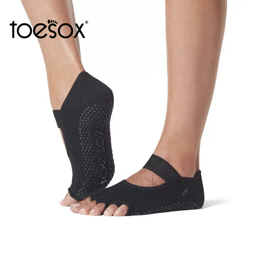 Toesox Yoga Socks Professional Fitness Pilates Socks Dance Non-Slip Breathable Sports Toe Socks Clearance Off Size Black X Strap S (34~38 Sizes)