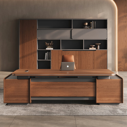 Jiazhi desk boss desk and chair combination new Chinese style retro industrial style high-end office president and chairman executive desk 2.2m single cabinet + 2.4m file cabinet + boss chair
