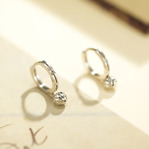 Zokai PT950 platinum earrings, round earrings, simple and versatile Chinese Valentine's Day gift E01981