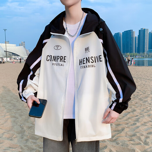 Dingluyu Summer Veste d'été de protection du soleil d'été masculin Adolescent pour adolescente de glace de la soie large Hong Kong File veste à la veste des hommes respirant et cool 6622 White M recommandé [80-100jin [Jin est égal à 0,5 kg]]]