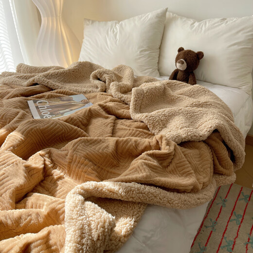 Pick up cat ins style rabbit plush blanket student dormitory milk velvet air conditioning nap small blanket office shawl caramel coffee jacquard rabbit plush soft and skin-friendly not 200x230cm scene sofa bed blanket