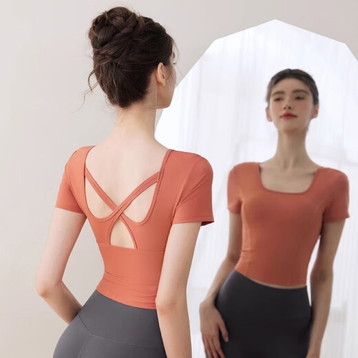 Vinoa Yoga Wear 2025 New Women's Top Summer Thin Clothes Beautiful Fitness Pilates Training Set Caramel Orange L 105-120Jin Jin is equal to 0.5 kg