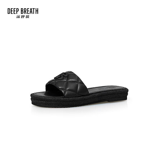 Souffle profonde souffle profonde chaussures de femmes vacances décontractées diamant petit pantoufles mouillées aromatisées ax14113 noir 34