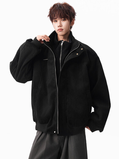 OEMG American fake two-piece woolen cotton jacket for men in autumn and winter, thickened warm velvet trendy brand versatile jacket, off-white XL recommended 110-130Jin Jin equals 0.5kg