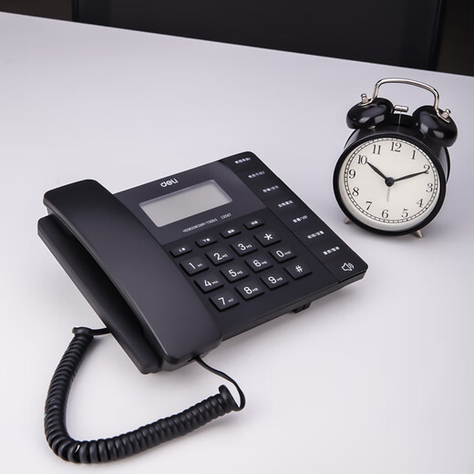 Deli telephone landline telephone office and home use call inquiry can be connected to extension 13567 [Stylish style - black] Plug and play