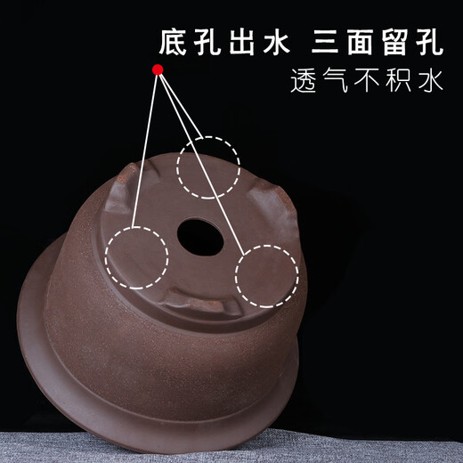 宜兴特大紫砂花盆绿萝盆景多肉种菜兰花盆圆口超大陶瓷盆 浅蓝色 695特大号
