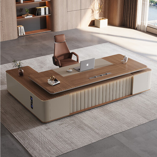 Shuxuan (SHUXUAN) boss desk office desk modern executive desk high-end office furniture president chairman desk and chair combination 3.2m boss desk + boss chair + 3.2m bookcase