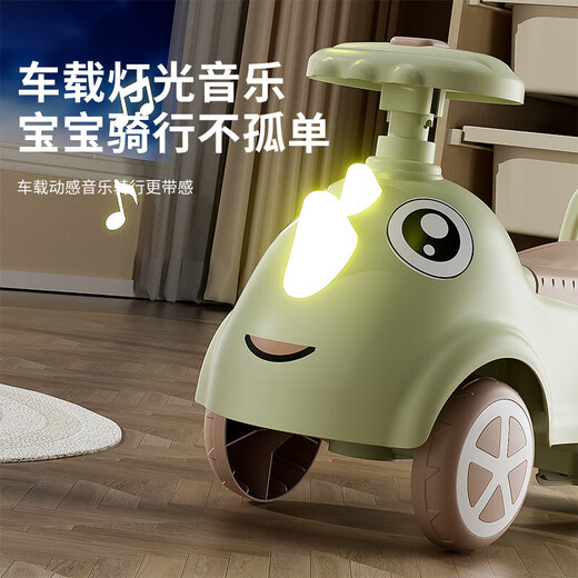 魔法贝贝儿童四轮平衡滑行车1-3岁滑步车学步车无踏板溜溜车遛娃神器 【音乐+灯光+静音轮】云杉绿