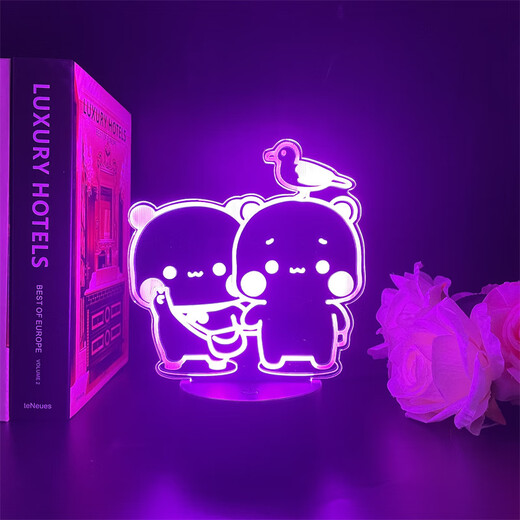 Ayub one and two bus around night lights one and two bus emoticons couples cute card atmosphere lights 3894 one and two bus single-person photo model (rechargeable model) 7 color Bluetooth speaker