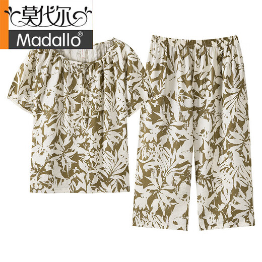 Pajamas modales de verano Mujeres tejidas algodón puro delgada Pantalones de manga corta de manga corta Gran tamaño Summer Madre Ropa para algodón LZ6218 L Recomendado 105-120Jin [Jin iguala 0.5 kg]