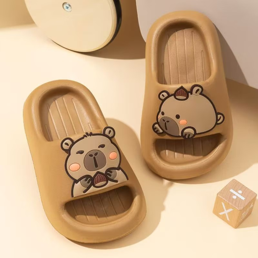 Kapibara EVA children's slippers 2025 summer new style boys and girls baby indoor home non-slip slippers Khaki 34 inner length 19.5cm/small size