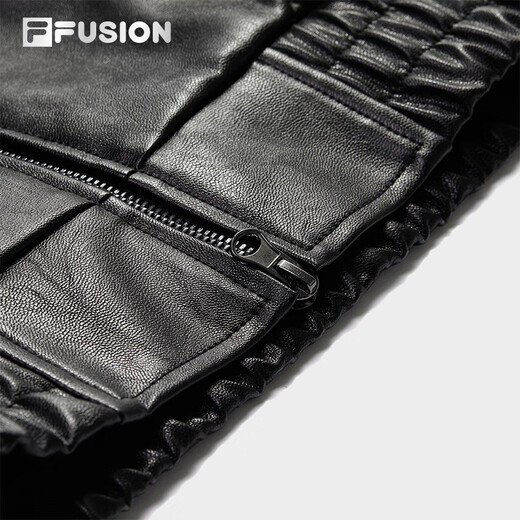 FILA FUSION same style men's jacket 2025 winter new fashion loose leather jacket black-BK XL 180/100A/XL