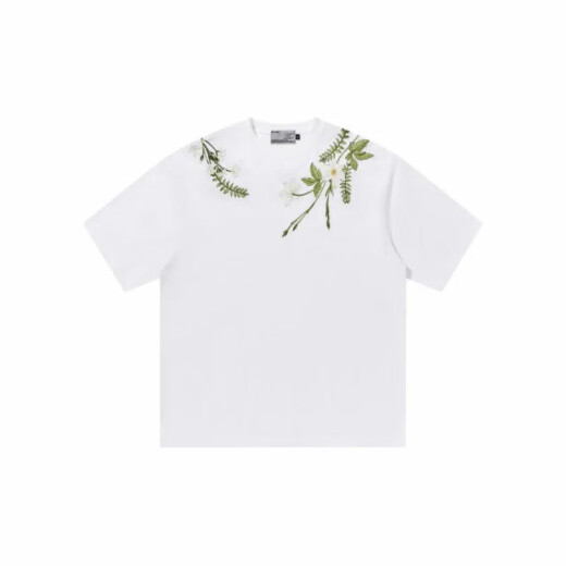 蕉京HASH AND CUEL美式字母植物花卉圆领重磅短袖T恤男女夏季 S1048#黑色 M