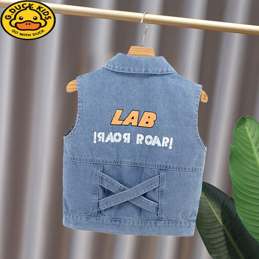 
G.DUCKKIDS boys' vest spring and autumn clothing 2024 new Korean version of horse clip baby vest vest children's denim vest jacket blue shirt Xiaoxin (single vest) 110 Recommended height 105-110 cm