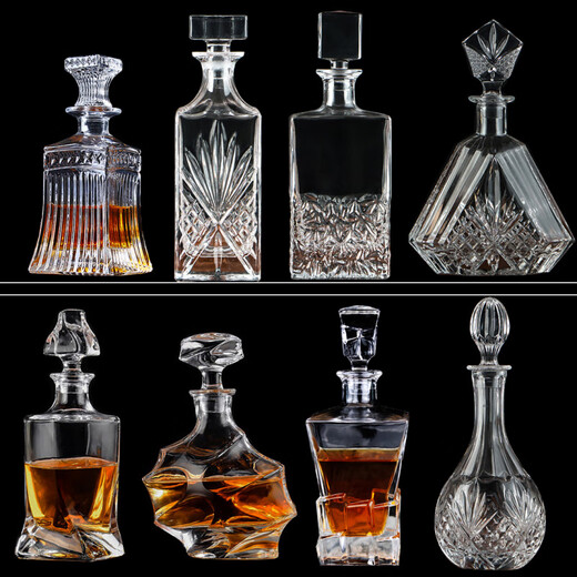 
Liaofengxuan Cross-border Crystal Glass Whiskey Wine Bottle Wine Bottle Wine Pot Refrigerator Wine Bottle Wine Glass Wine Tool Set 15868 850ml