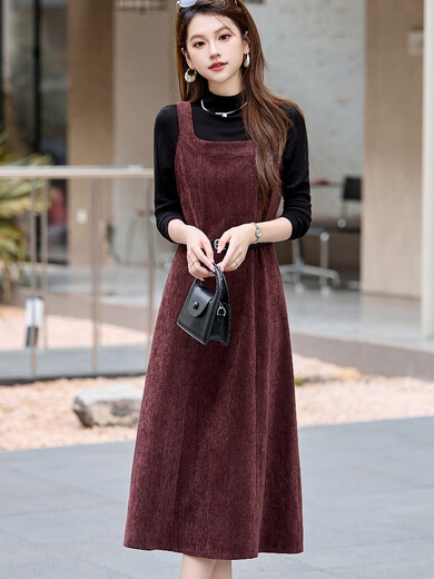 
TJQ ​​luxury high-end brand knitted dress for women 2025 autumn new style temperament waist-hugging mid-length suspender skirt gray M [Suggested 105Jin [Jin equals 0.5 kg]]