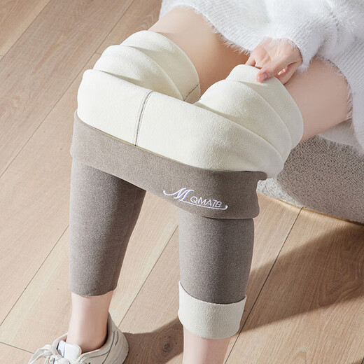 Winter German velvet thermal pants for women with velvet and thickened high-waisted cotton pants for women to wear inside leggings and can be worn outside autumn pants new style dark gray L suitable for 100 to 125 Jin Jin equals 0.5 kg