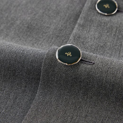 Qipai Chinese stand-up collar/rhino pleat men's fake two-piece stand-up collar gentleman's business blended suit light gray 50 (B50)