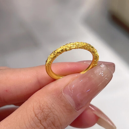 Luowei Baoge gold curly grass pattern couple rings, a pair of women's Bauhinia flower 999 pure gold 520 Valentine's Day gift for girlfriend, Bauhinia flower ring No. 19 ring about 1.2g