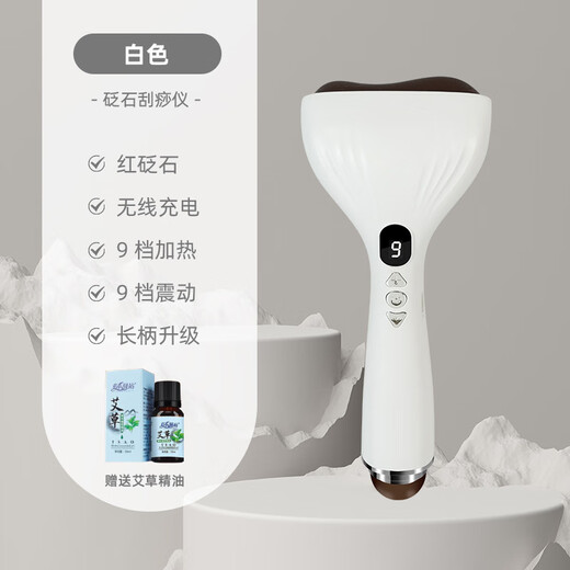 Multifunctional Electric Bianstone Gua Sha Massager Gua Sha Plate Meridian Dredging Lymph Neck Facial Whole Body Massager Ivory White English Packaging Bianstone 9-level Massage + 50 C Constant Temperature Hot Compress