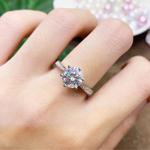 AVHE spot white platinum imperial concubine six-claw crown cultured diamond ring 12 carat diamond ring for wedding gift Qixi Festival platinum ring + 1 carat diamond (D/VVS/3EX/N) 9-20 circle can be noted