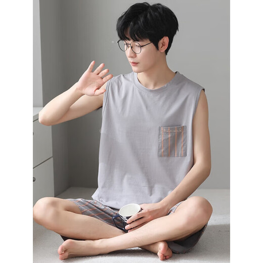 Yalu Modal Men's Pajamas Summer de verano 2024 Nuevo set de ropa de seda de seda de hielo de color grande de manga corta y ropa de ropa para el hogar de otoño nshzy-12026 L (adecuado para el peso de 100-130 Jin [Jin equivale a 0.5 kg])