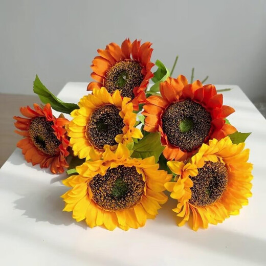 Artificial flower sunflower artificial flower dried flower living room bedroom floor display sunflower silk flower indoor decoration flower yellow 1