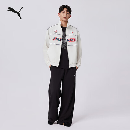 PUMA windproof and water-repellent outdoor loose racing style jacket for men and women couples autumn sports jacket 636308 warm white-57 XS (165/88A)