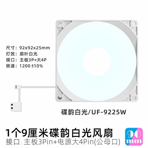 Fish Nest Desktop Host Computer Fall 9cm Lüfter Weiß Licht Argb Temperatursteuerung Stumm 9225CPU Kühler 9015/9215 Temperaturregelregelung Dünner Lüfter Schwarzer Rahmenlicht