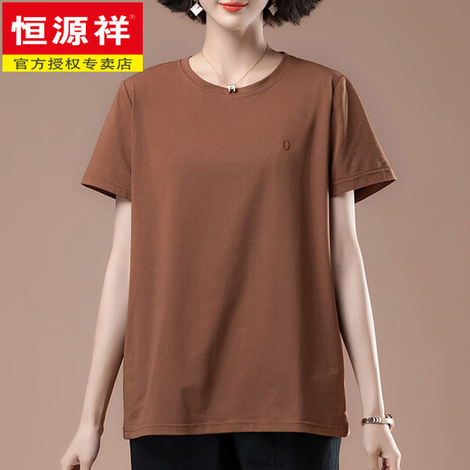 Hengyuanxiang kurzärmeliges T-Shirt für Frauen im Sommer dünne Plus-Größe Frauen reines Baumwoll loser Mutter mittlerer Alters mit dem Bauch und aussehen aussieht, die massive Farben aussieht.