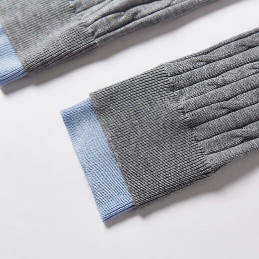 Xiangying College Style Miu Gray Knitted Cardigan Women's 2026 Spring New Cable Lapel Fake Two-piece Sweater Light Gray M 160/84A/95-110Jin Jin equals 0.5 kg