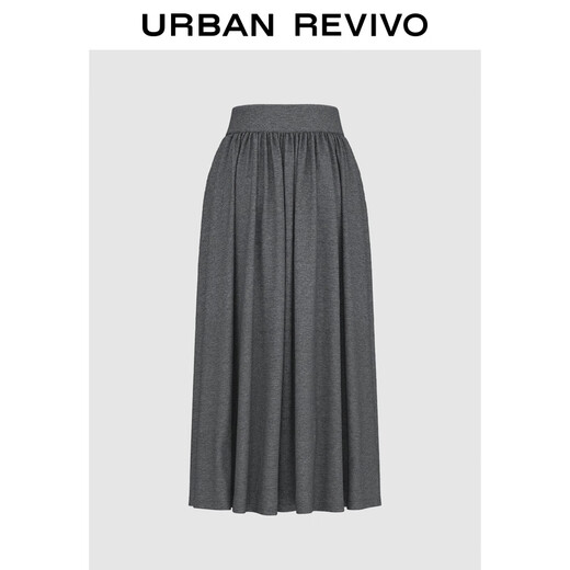UR2025 new winter women's clothing simple casual solid color super loose high waist A-line skirt UWB550004 dark gray floral gray S (XS-S)