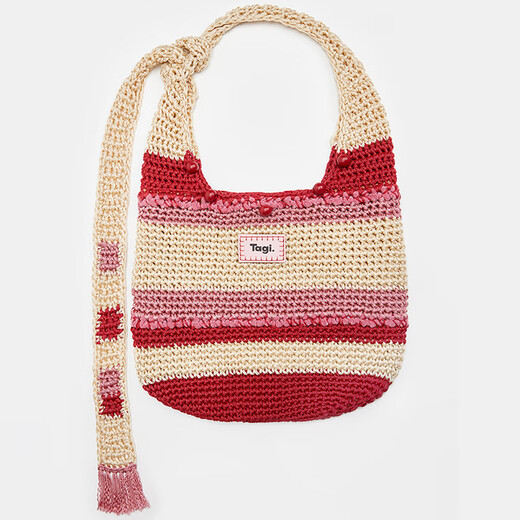 Tagi. Tejido de cuentas hecho a mano gran capacidad ajustable casual de un solo hombro bolso cruzado bayas de bolsas tejidas