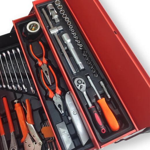 Oluoxun 85-piece industrial-grade multi-functional tool box portable folding combination set car auto repair household hardware tools 85-piece set in iron box