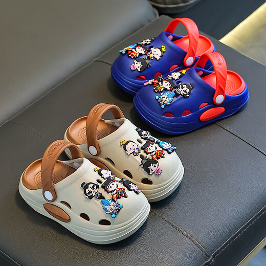 Nezha Kinderhochschuhe für Jungen und Mädchen im Sommer Dicker Sportarten Kleidung Strand gegen Schlitten-Kee-resistente mittelgroße Kindersandalen Khaki 36-37 Größe [innere Länge 22 cm]