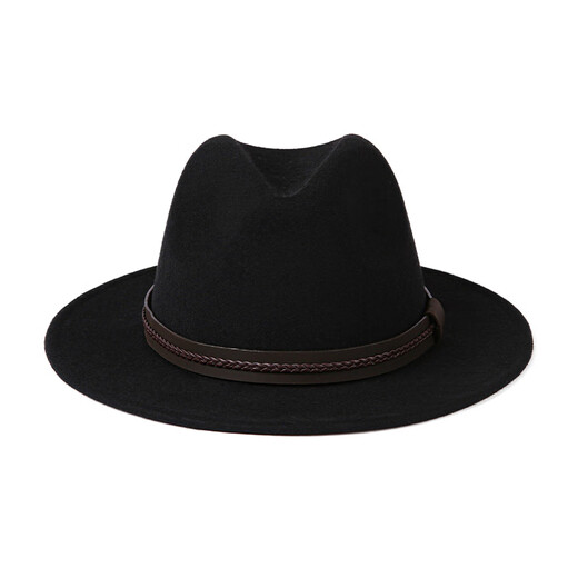 Mr DUCK New Product Imported Australian Top Hat Leather Ribbon Western Cowboy Hat Autumn and Winter Retro Hat Tibetan Felt Hat MW216245-Brown (5cm small side) Small size (52-54cm)