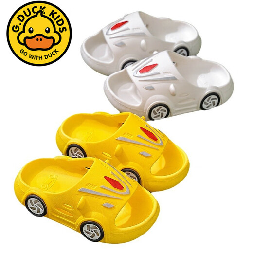 G.duck children's slippers summer boys and girls home non-slip indoor handsome cartoon car children's baby slippers ordinary non-luminous dark blue 24-25 yards inner length 15cm